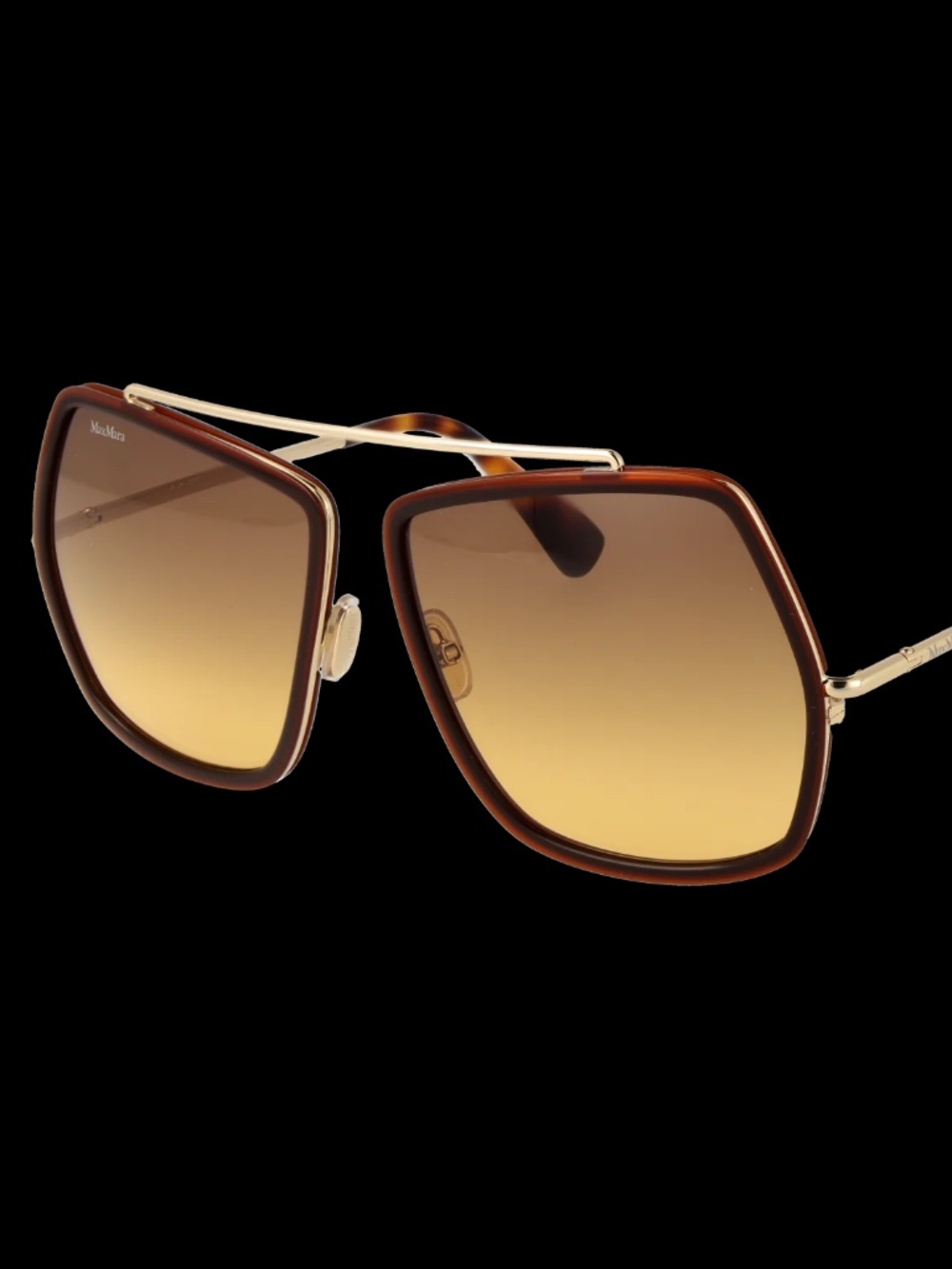 MAX MARA Max Mara 32013 Longarone Sunglasses Brown and Gold NWT - Picture 4 of 11